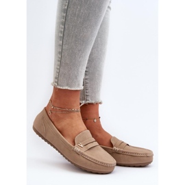 Comfortable women's suede moccasins beige 1