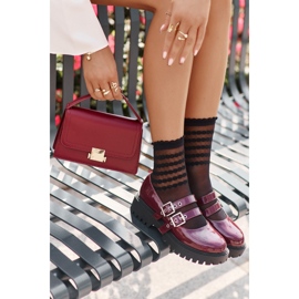Patent shoes with Burgundy buckles red 1