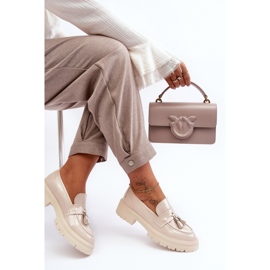 Patent Beige Fringed Moccasins 2