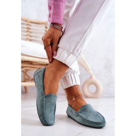 Evento Mint suede slip-on moccasins green 1