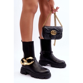 Slip-on ankle boots with a chain black 1