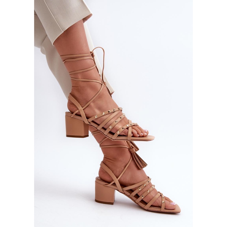 Camel strappy sandals beige 1