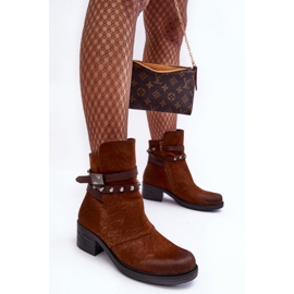 Ankle boots with a decorative Camel strap brown 2