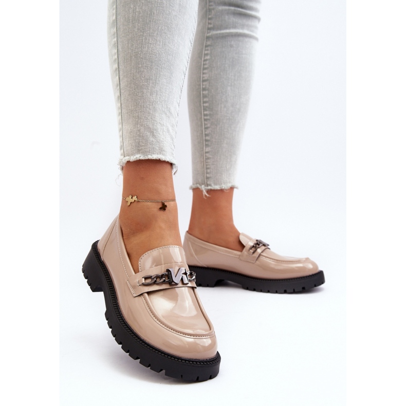 Patent Slip-On Moccasins beige 2
