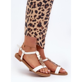 Women's Flat Sandals With Gold Decoration white 1