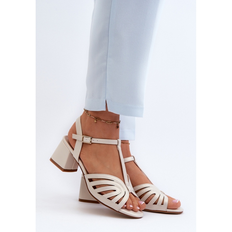 Sergio Leone SK880 women's sandals, pearl beige 1 Sergio Leone SK880 women's sandals, pearl beige 1