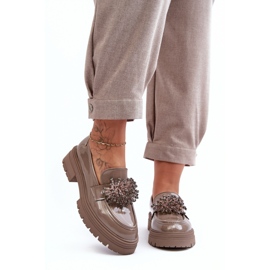 Women's shoes with a decoration on the belt YL97, beige 2