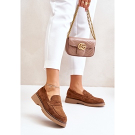 Women's moccasins made of Eco-suede C-528, brown 1