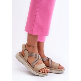 Women's sandals with Velcro fastening 24SD06-7057 beige 1