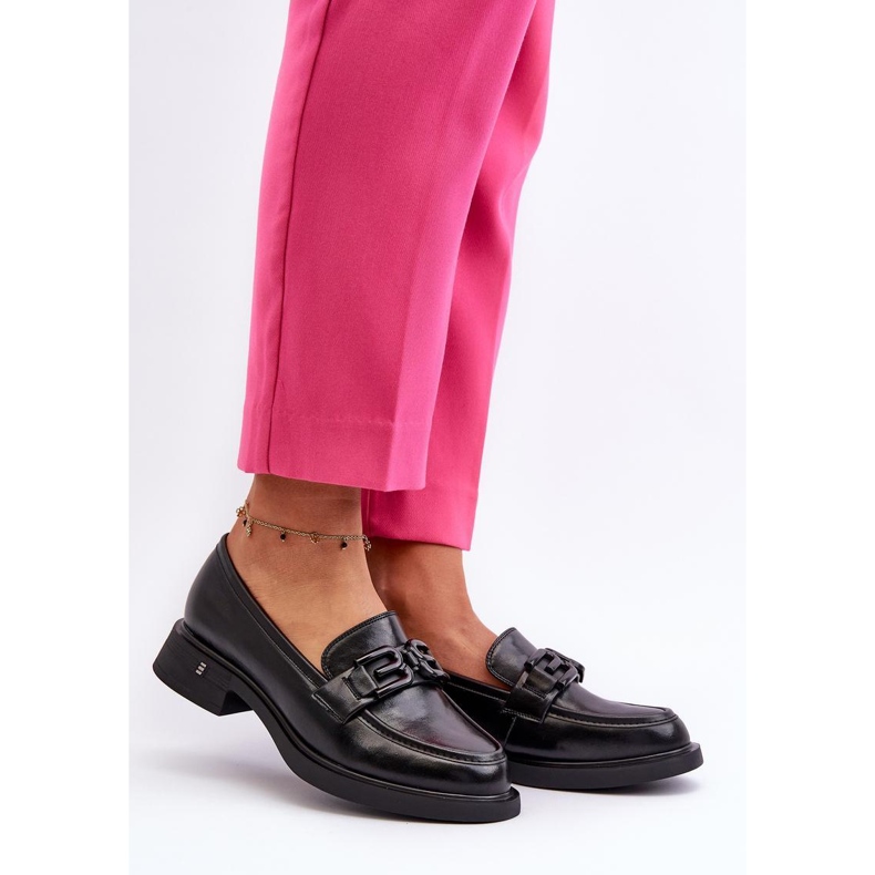 Women's moccasins with decorations Vinceza 63501 black 1