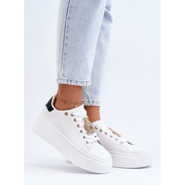 Women's Sports Shoes with Gold Decoration LA279P, white 1