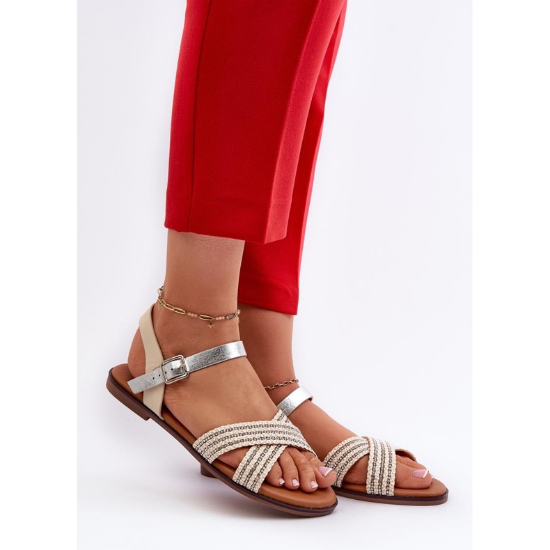 S.Barski MY923 beige sandals with decorative straps 1