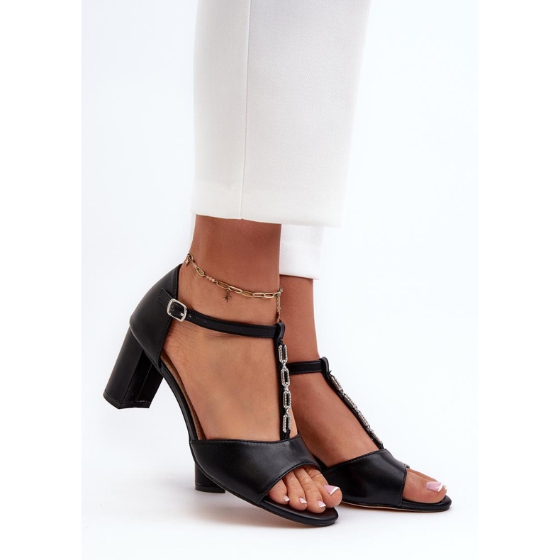 Sandals with decorations 24SD98-7148 black 1