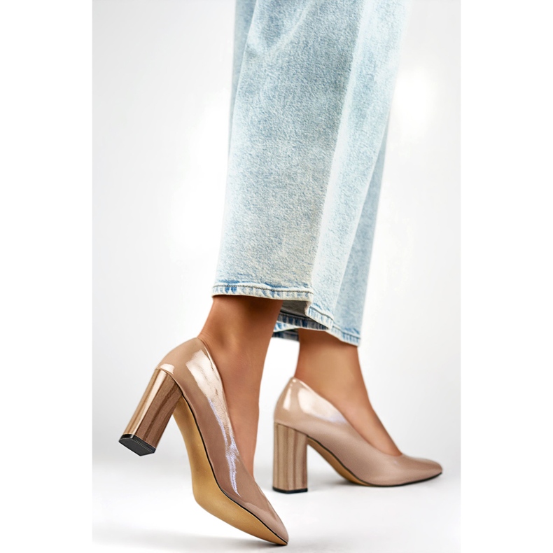 Women's Patent Pumps GD-FL486A-T, beige 1