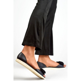 Women's ballet flats with a bow BG162B, black 1