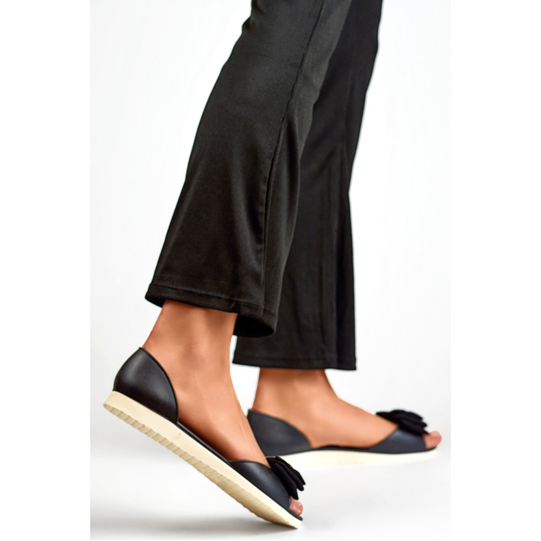 Women's ballet flats with a bow BG162B, black 1