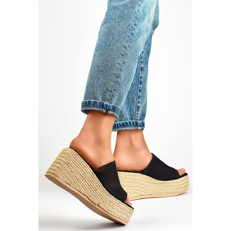 High wedge flip-flops 7237B black 1