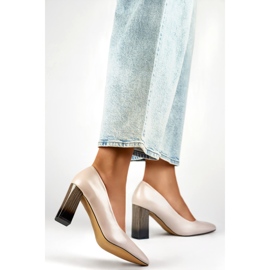 Pumps with a leather insert GD-FL486A-L.BE beige 1