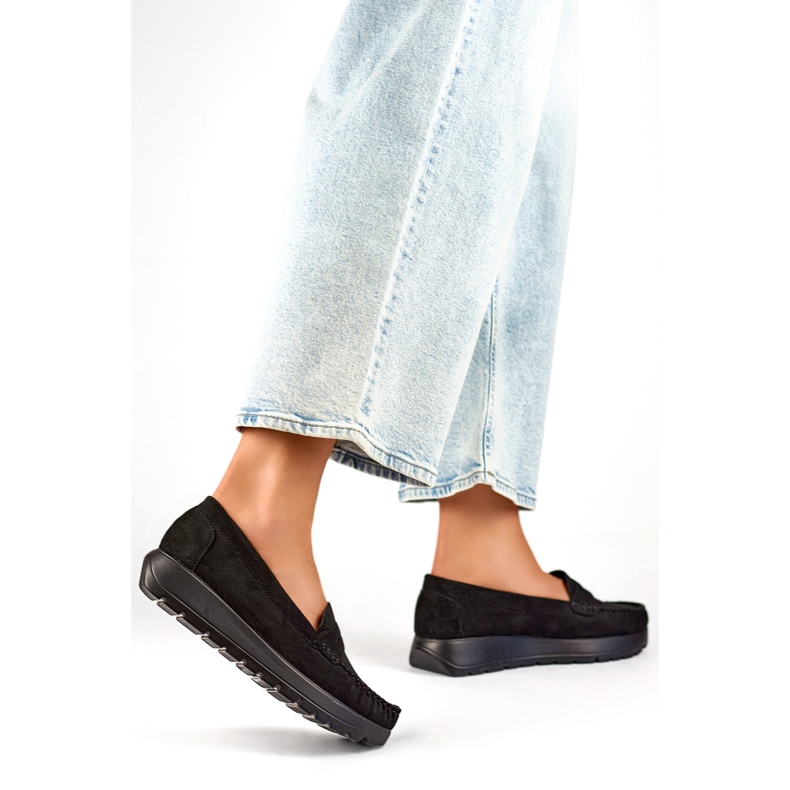 Women's Platform Moccasins 24-21338B black 1