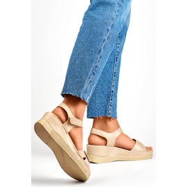 Women's Wedge Sandals YQ-125GO, beige 1 Women's Wedge Sandals YQ-125GO, beige 1