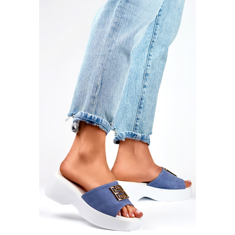 Women's flip-flops with decoration GD-XF1000B, blue 1