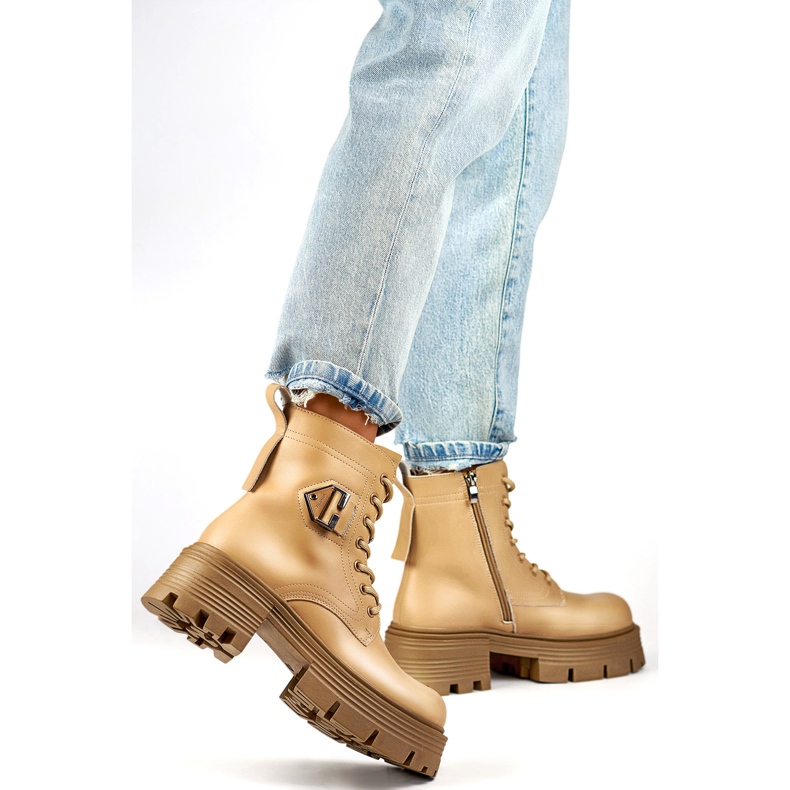 Women's Leather Boots GD-TL55BE, beige 1