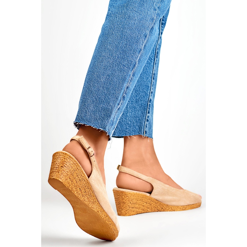 Women's Wedge Sandals GD-FL653BE, beige 1