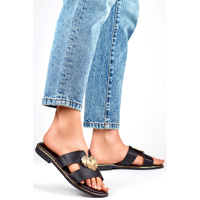 Women's flip-flops with Heart KK-731B, black 1