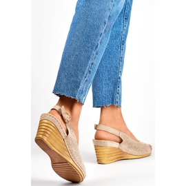 Women's Wedge Sandals GD-FL1243KH, beige 1