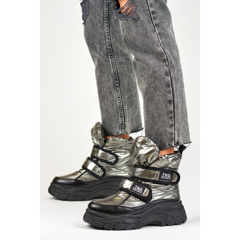 Snow boots fastened with Velcro 22-PY16062SI grey 1