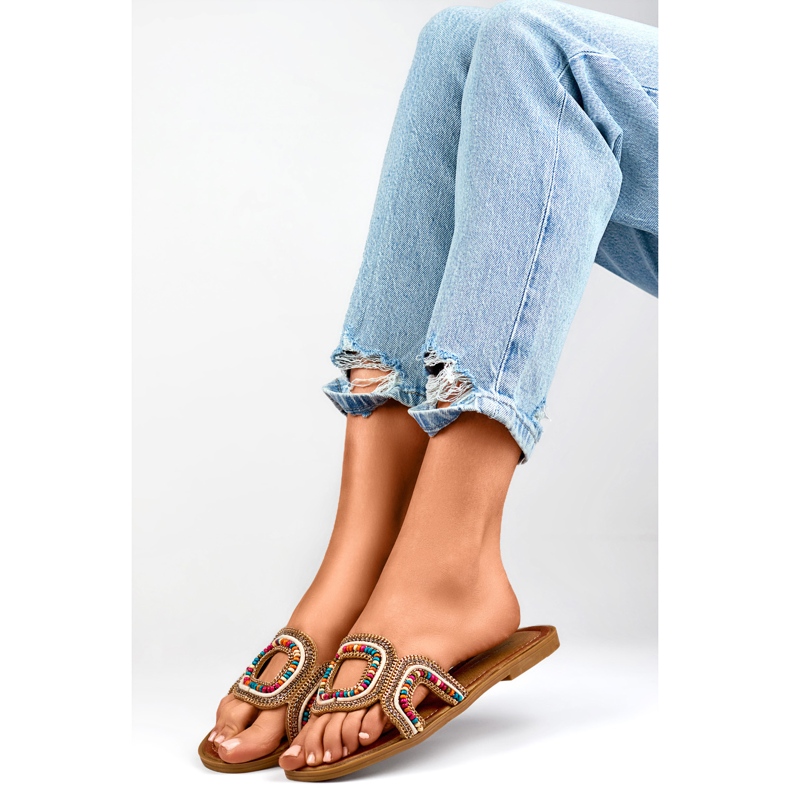 Women's flip-flops with beads 1122MIX multicolored 1