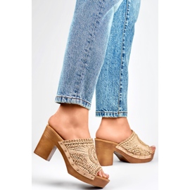 Women's flip-flops C388BE, beige 1