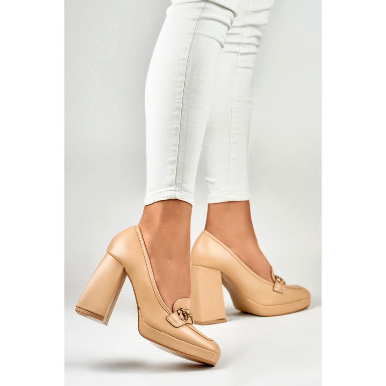 Women's Pumps with Decoration M047-NU beige 2