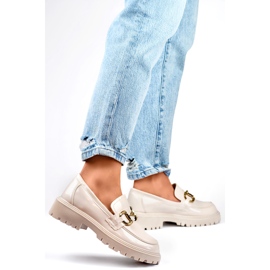 Women's moccasins with gold decoration OH31-2LT/BE beige 1