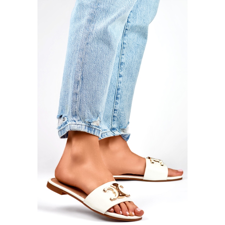 Women's flip-flops 5174W with decoration white 1