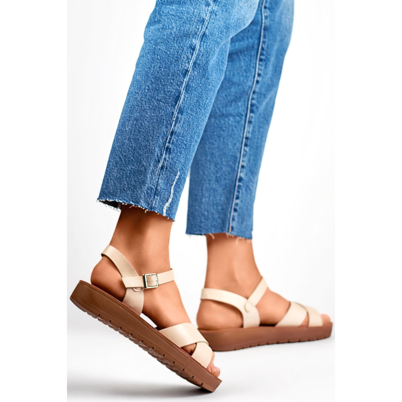 Women's Sandals on the PS13BE Platform beige 1