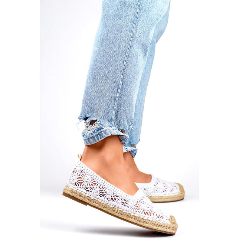 Women's Openwork Espadrilles 77-528W white 1