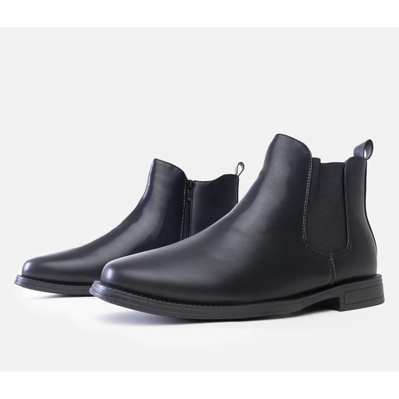 Black men's Chelsea boots with an elastic insert, Fernand eco-leather 1