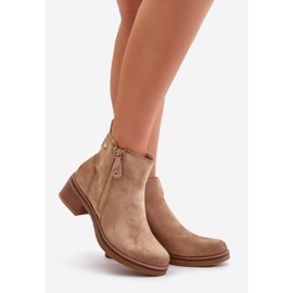 Suede boots on a low post Beige Laurisa 1