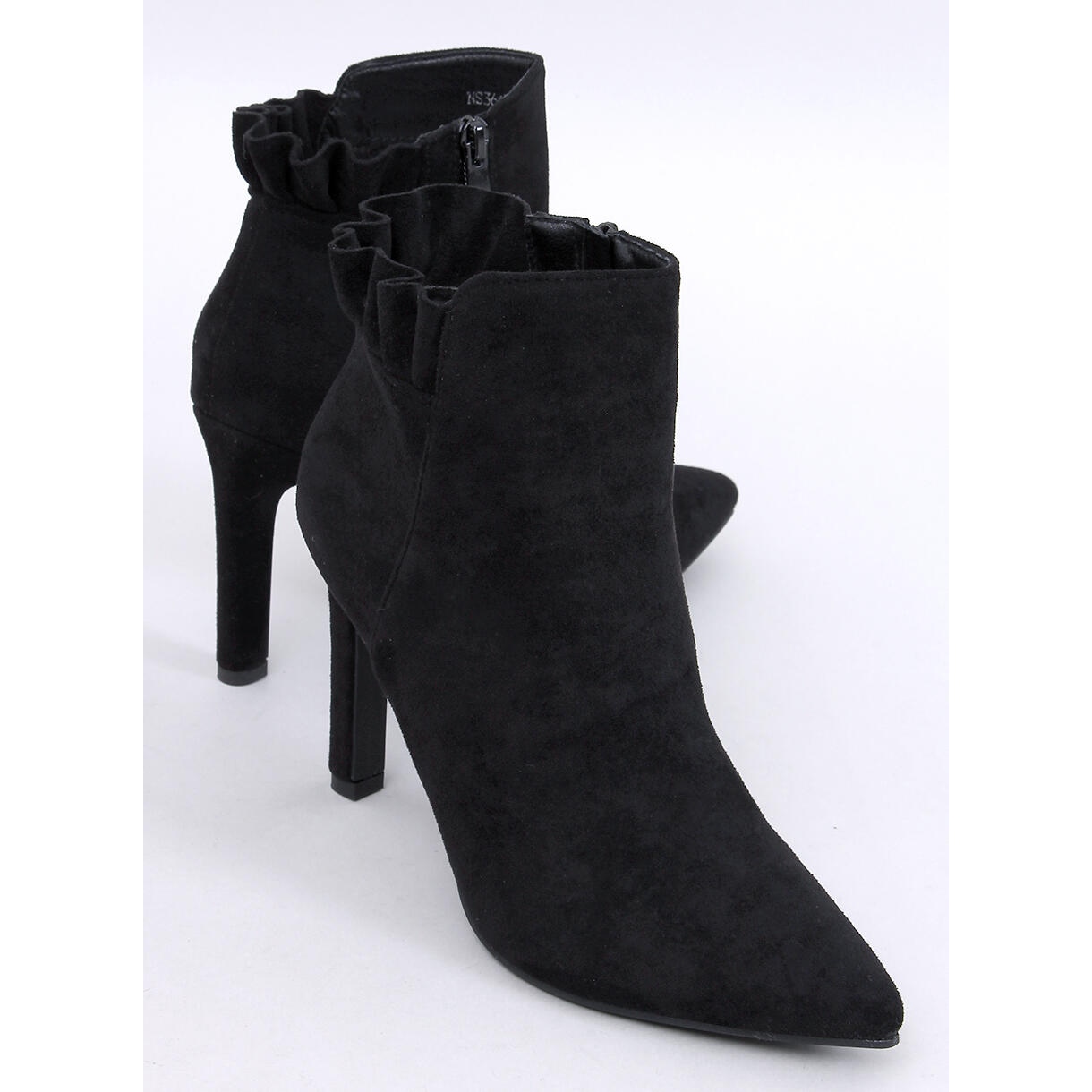 Black suede high-heeled ankle boots Mariah - Main Image