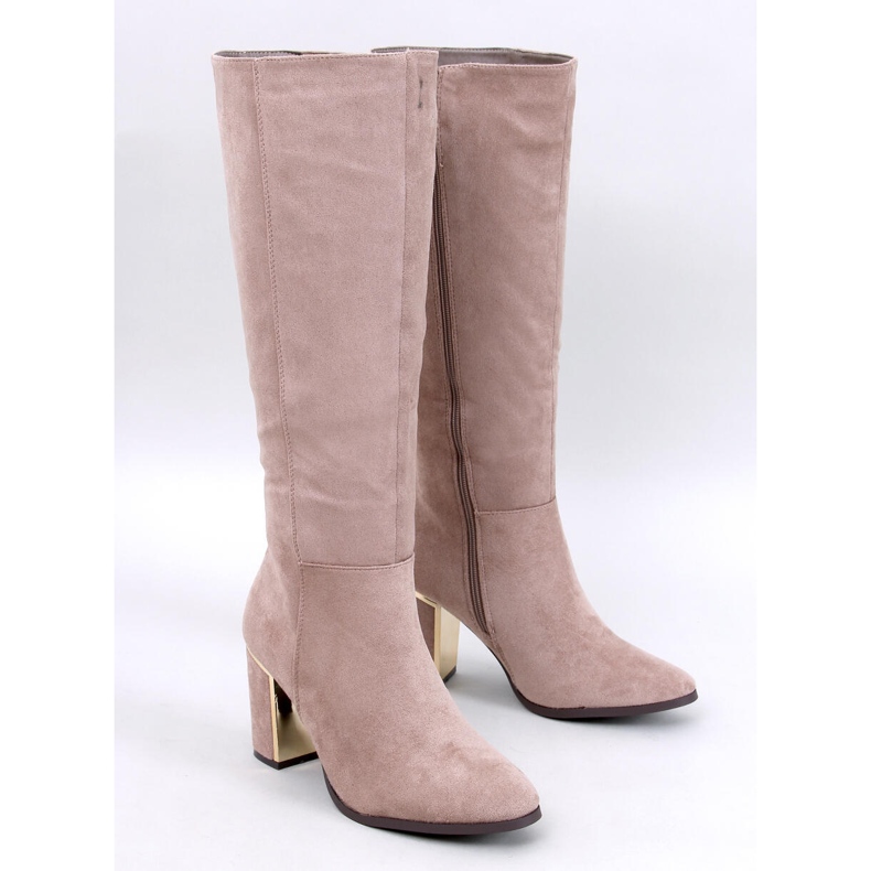 Classic high-heeled boots Arlena Taupe beige 1