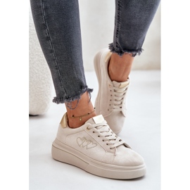 Women's sneakers on the platform with hearts beige 2