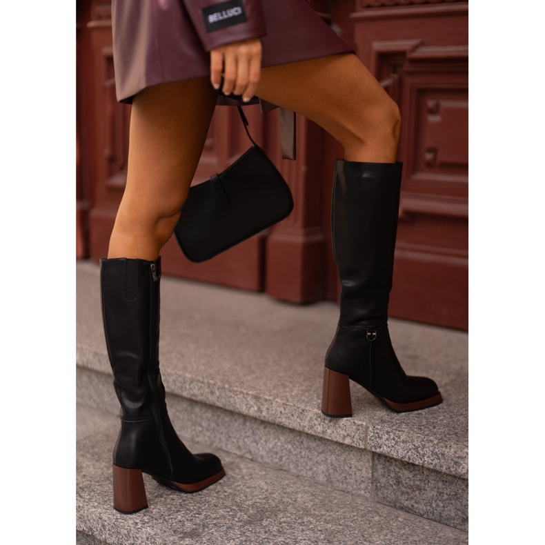 S.Barski Leather Elegant High Heel Warm Boots D&A JC42-39 Black 2 S.Barski Leather Elegant High Heel Warm Boots D&A JC42-39 Black 2