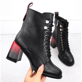 D&amp;A S.Barski ankle boots with a decorative heel Premium Collection W MR880-132 OLI270 black 1