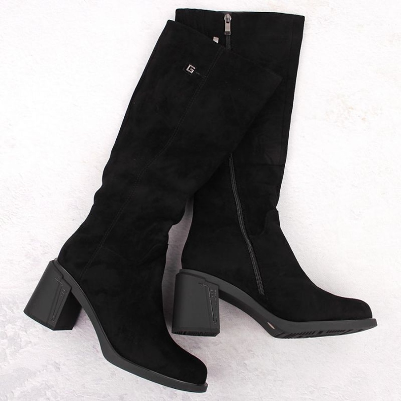 Potocki suede high-heeled boots W 60314 WOL278A black 1