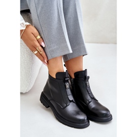 Warm Black Leather Flat Boots Komisa 2