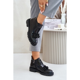 S.Barski Leather Patent Ankle Boots With Decoration Insulated D&amp;A LZ42-036 Black 2