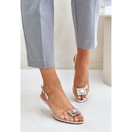 S.Barski Transparent Sandals With a Brooch on a High Heel D&A MR42-031 Silver 2 S.Barski Transparent Sandals With a Brooch on a High Heel D&A MR42-031 Silver 2