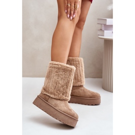 Beige Lisonea Platform Snow Boots With Turned Up Upper 2