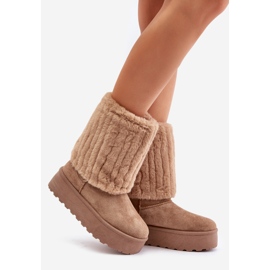 Beige Lisonea Platform Snow Boots With Turned Up Upper 1